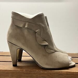 Bella Vita Nicolette II Peep-Toe Faux Suede Bootie Sandals Size 9WW WIDE Brown